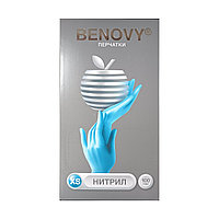 BENOVY Перчатки нитриловые голубые текстурированные размер XS 100 пар (200 шт.)