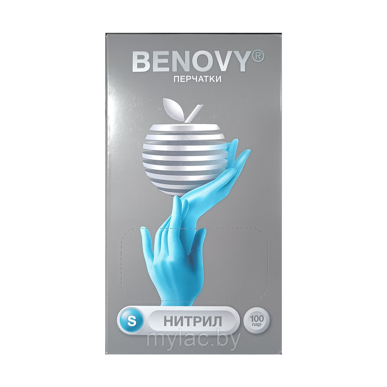 BENOVY Перчатки нитриловые голубые текстурированные размер S 100 пар (200 шт.) - фото 1 - id-p204728297