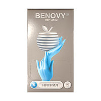 BENOVY Перчатки нитриловые голубые текстурированные размер S 50 пар (100 шт.)