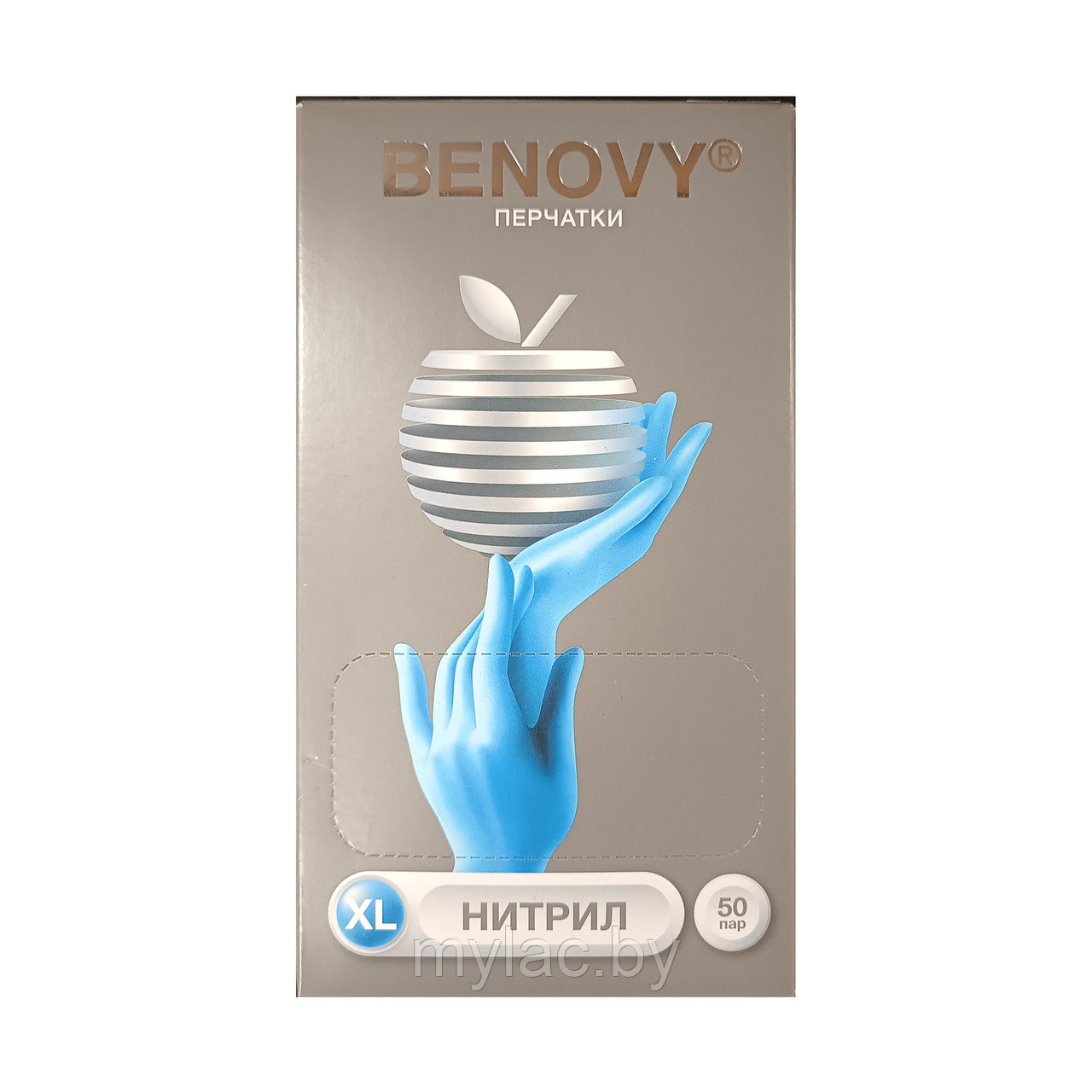 BENOVY Перчатки нитриловые голубые текстурированные размер ХL 50 пар ...