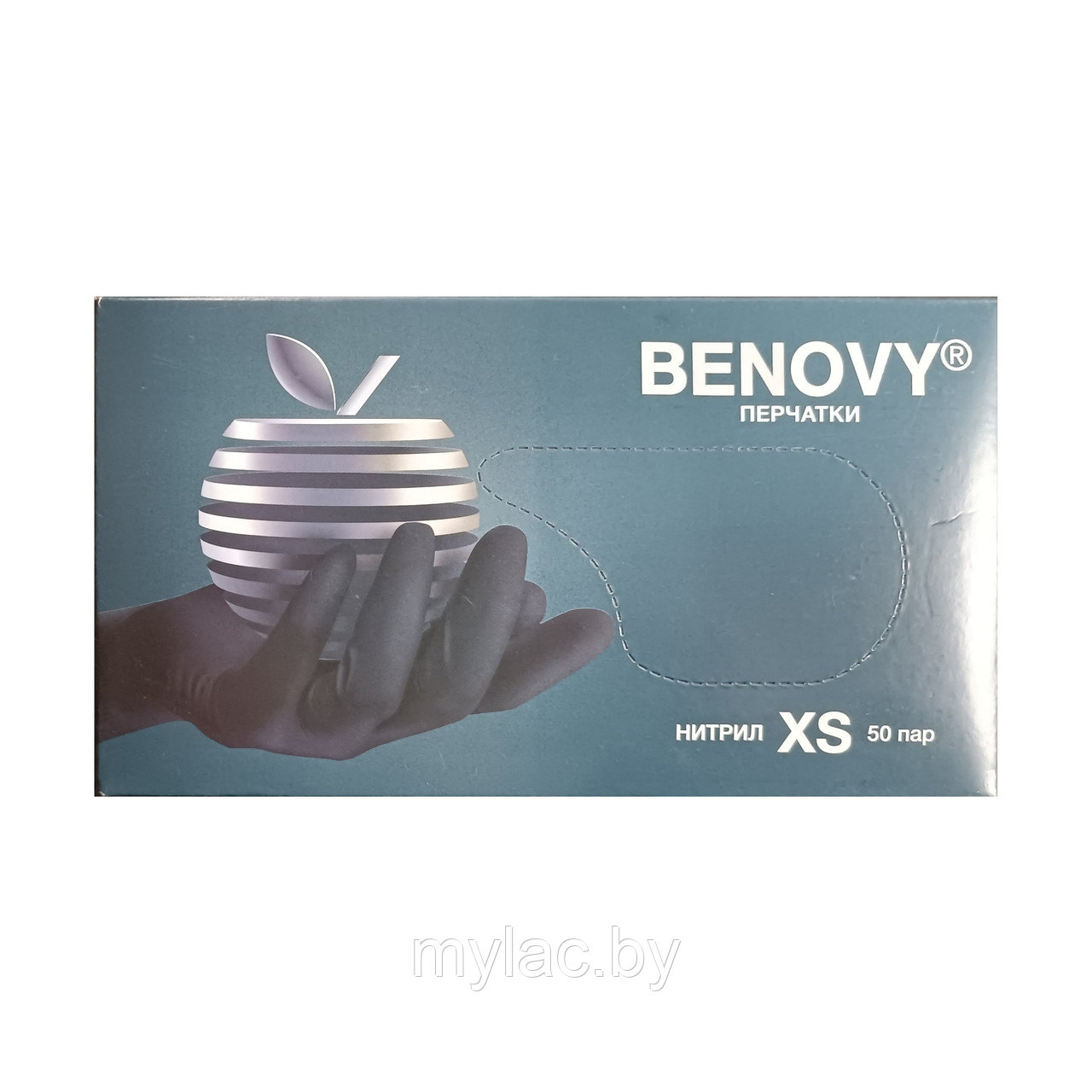 BENOVY Перчатки нитриловые черные текстурированные размер XS 50 пар (100 шт.)