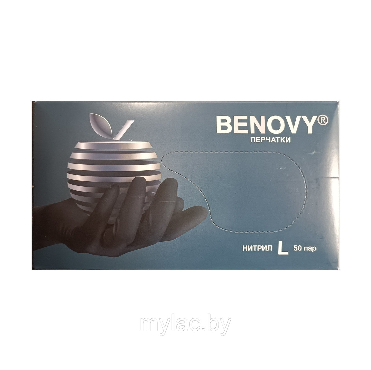 BENOVY Перчатки нитриловые черные текстурированные размер L 50 пар (100 ...