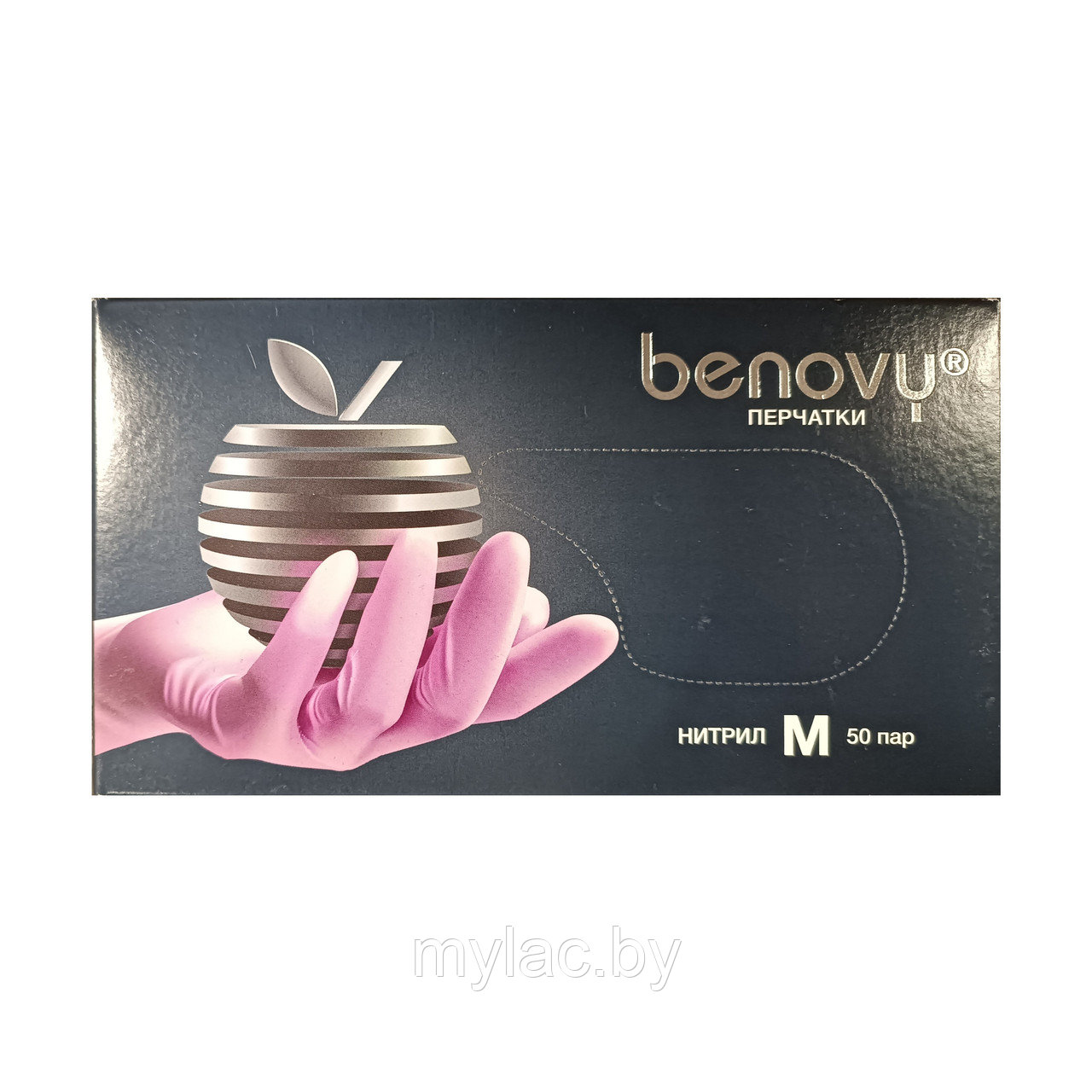 BENOVY Перчатки нитриловые розовые текстурированные размер М 50 пар ...