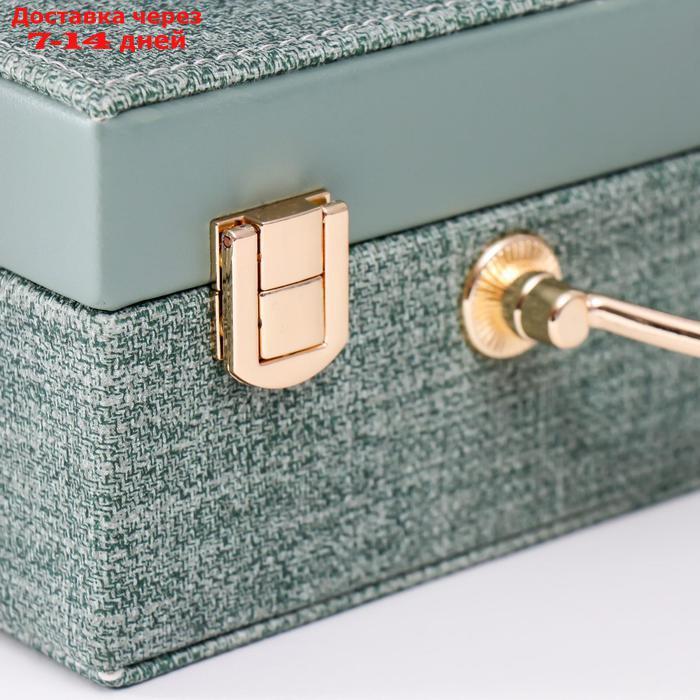 Шкатулка кожзам для украшений "Зелёная" комбинированная чемодан 8х18х23 см - фото 4 - id-p204704805