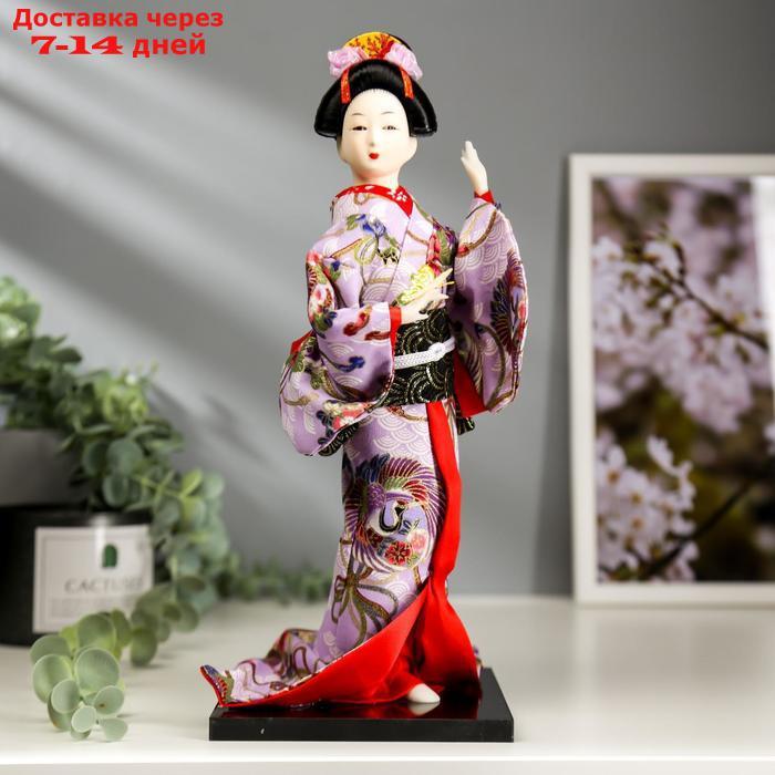Кукла коллекционная "Японка в цветочном кимоно с бабочкой на руке" 30х12,5х12,5 см - фото 1 - id-p204702609