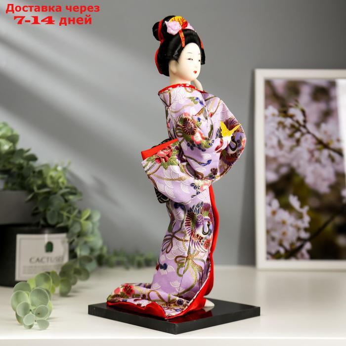 Кукла коллекционная "Японка в цветочном кимоно с бабочкой на руке" 30х12,5х12,5 см - фото 3 - id-p204702609