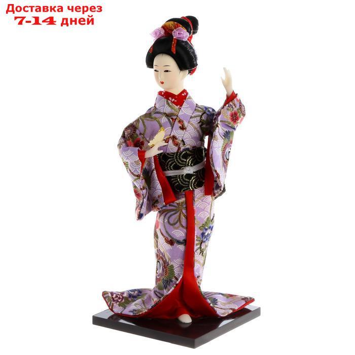 Кукла коллекционная "Японка в цветочном кимоно с бабочкой на руке" 30х12,5х12,5 см - фото 6 - id-p204702609
