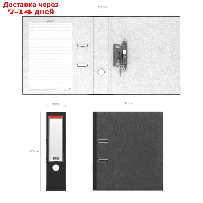 Папка-регистратор А4, 70мм Original Pro, собранный, мраморный, черный, пластиковый карман, металлический кант, - фото 2 - id-p204703036