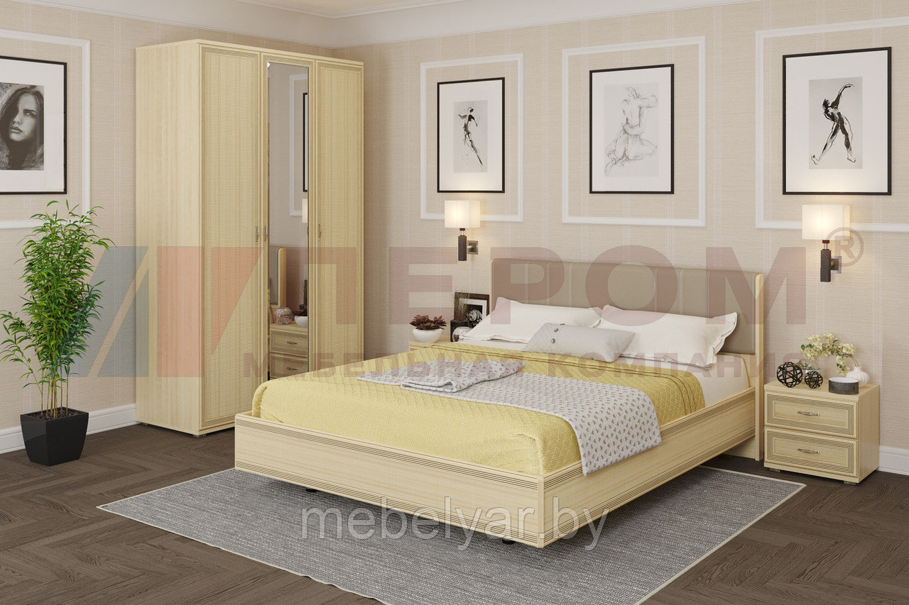 Спальня СК-1012 Лером (комплект) ясень асахи + экокожа