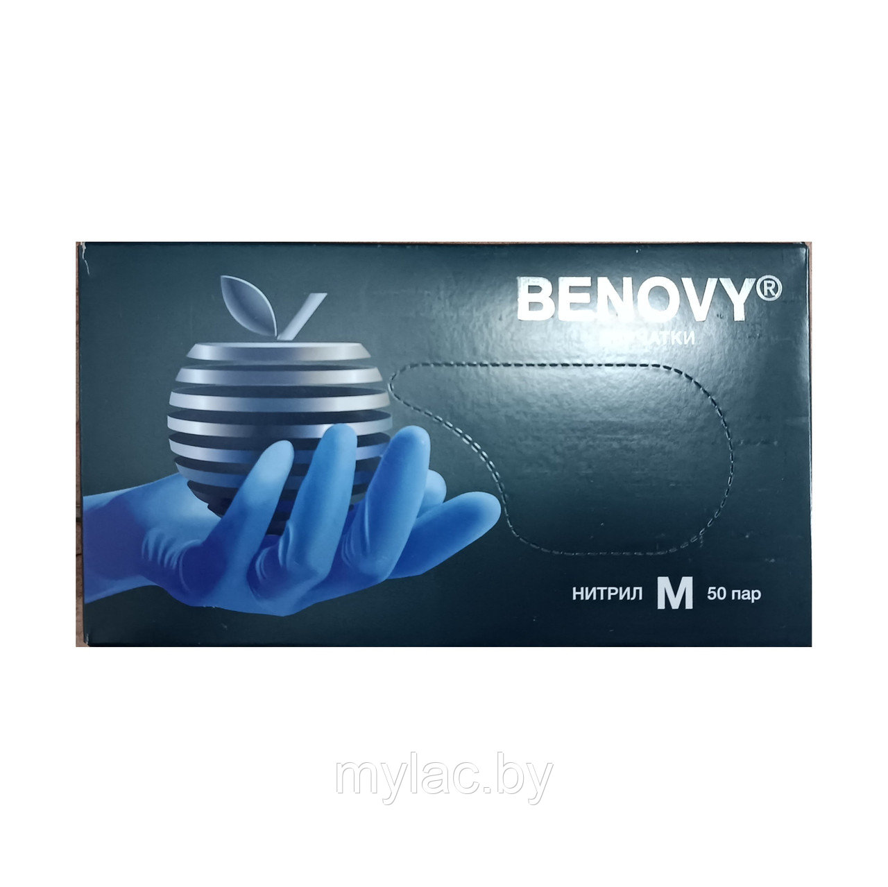 BENOVY Перчатки нитриловые сиренево-голубые текстурированные размер М 50 пар (100 шт.)