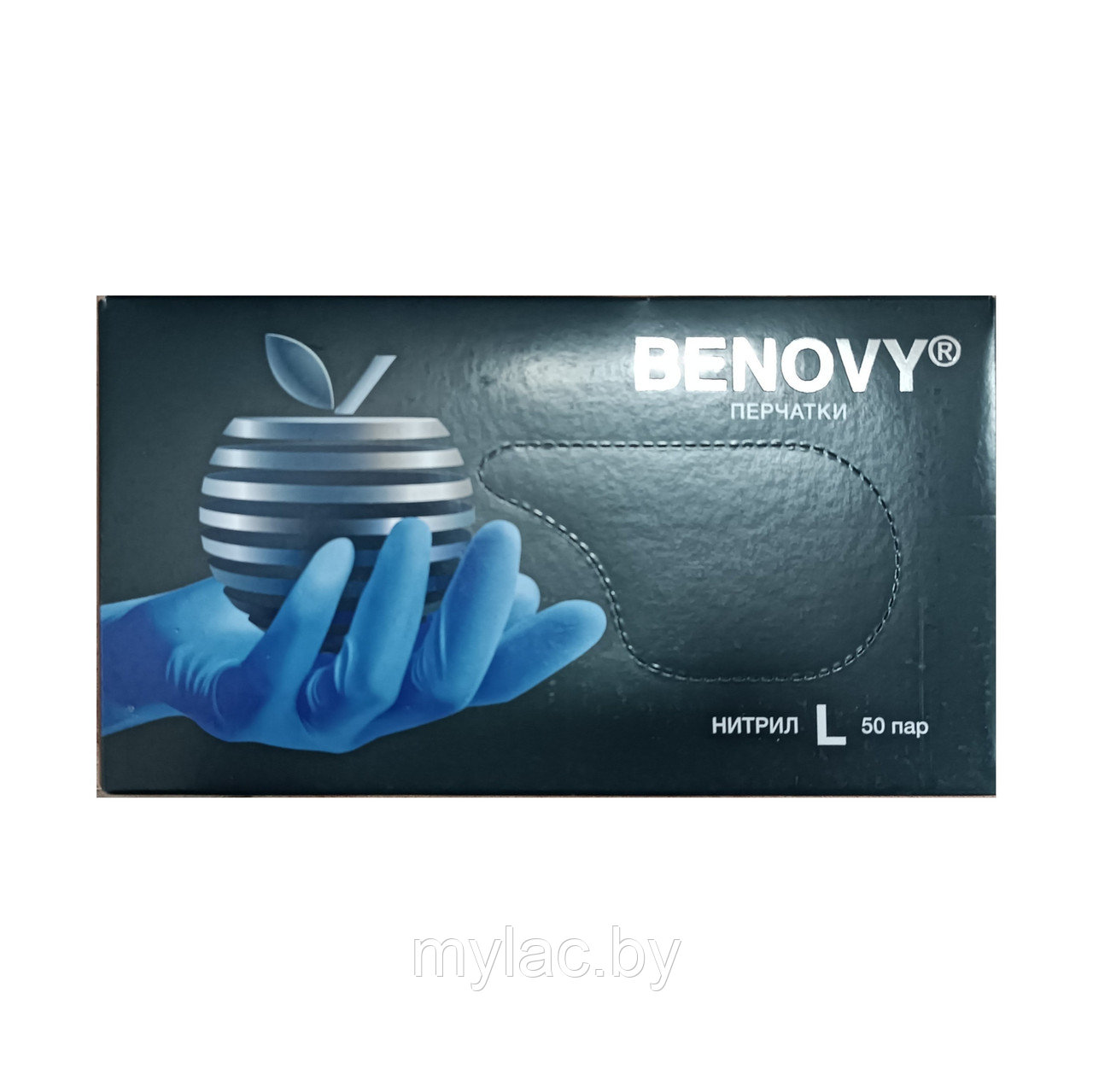 BENOVY Перчатки нитриловые сиренево-голубые текстурированные размер L 50 пар (100 шт.) - фото 1 - id-p204785125