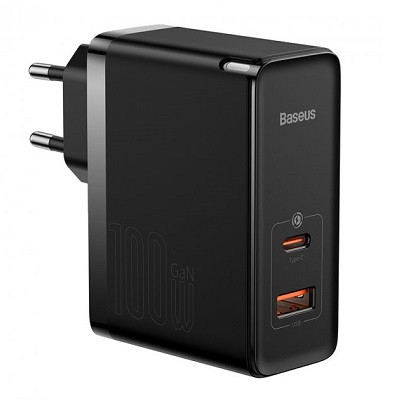 Зарядное устройство c быстрой зарядкой + кабель BASEUS GaN5 Pro USB/Type-C 100W 20V/3A (CCGP090201) черный - фото 1 - id-p204785300