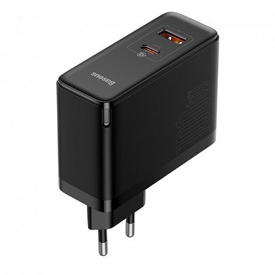 Зарядное устройство c быстрой зарядкой + кабель BASEUS GaN5 Pro USB/Type-C 100W 20V/3A (CCGP090201) черный - фото 3 - id-p204785300