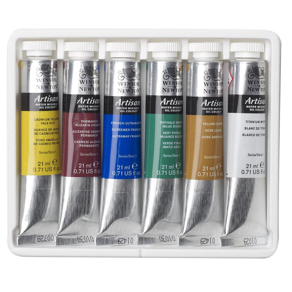 Набор водорастворимых масляных красок Winsor&Newton Artisan Water Mixable Oil Colour Beginners Set - 6x21 мл - фото 3 - id-p204789496