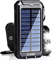 Power Bank Errbbiс Solar Charger 20000 mAh с солнечной батареей Цвет : черный