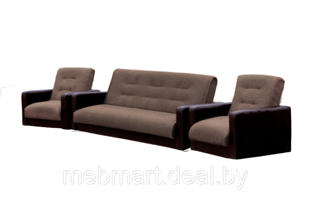Комплект Лондон Комби коричн. (диван, 2 кресла + 2 подушки в подарок) - фото 1 - id-p204795341