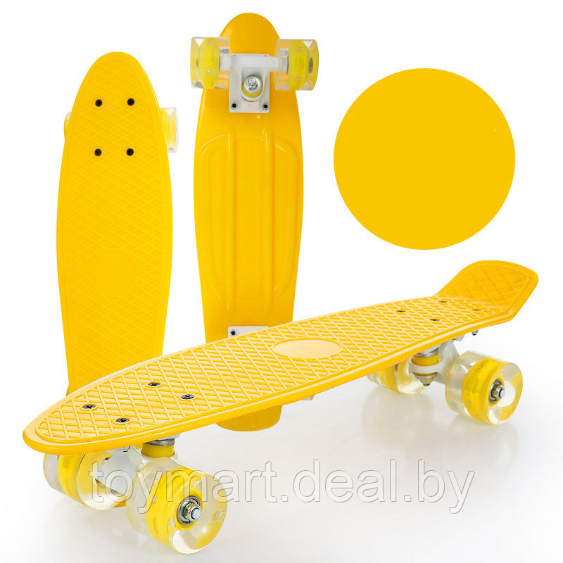 Скейтборд (пенни борд) желтый - Zippy Board, светящиеся колёса, 120/3mi - фото 7 - id-p150611955
