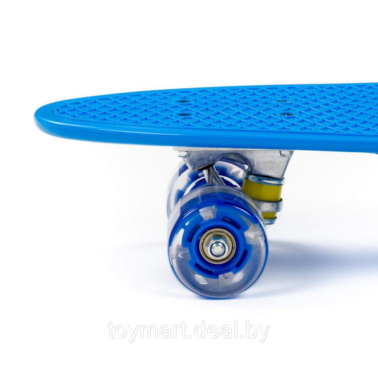Скейтборд (пенни борд) синий - Zippy Board, светящиеся колёса, 120/4mi - фото 5 - id-p150611956