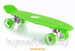 Скейтборд (пенни борд) зелёный - Zippy Board, светящиеся колёса, 120/5mi