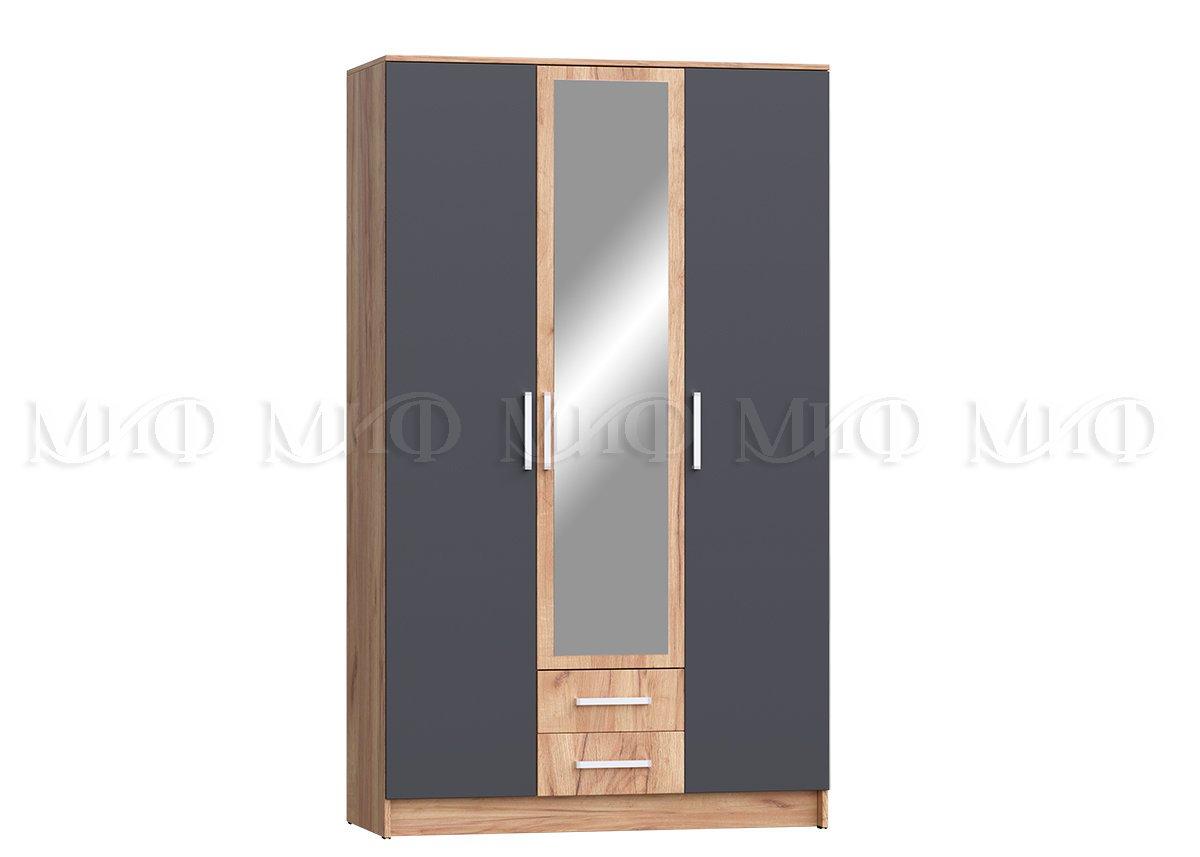 Шкаф 3-дверный для одежды Мартина (С/Г) - Графит/Дуб крафт (МИФ) - фото 1 - id-p204797932