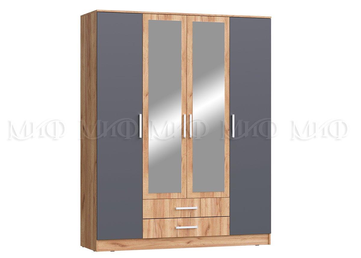 Шкаф 4-дверный для одежды Мартина (С/Г) - Графит/Дуб крафт (МИФ) - фото 1 - id-p204797931