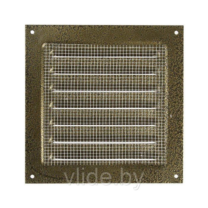 Решетка вентиляционная ZEIN Люкс РМ1717З, 175 х 175 мм, с сеткой, металлическая, золотая - фото 6 - id-p205025642
