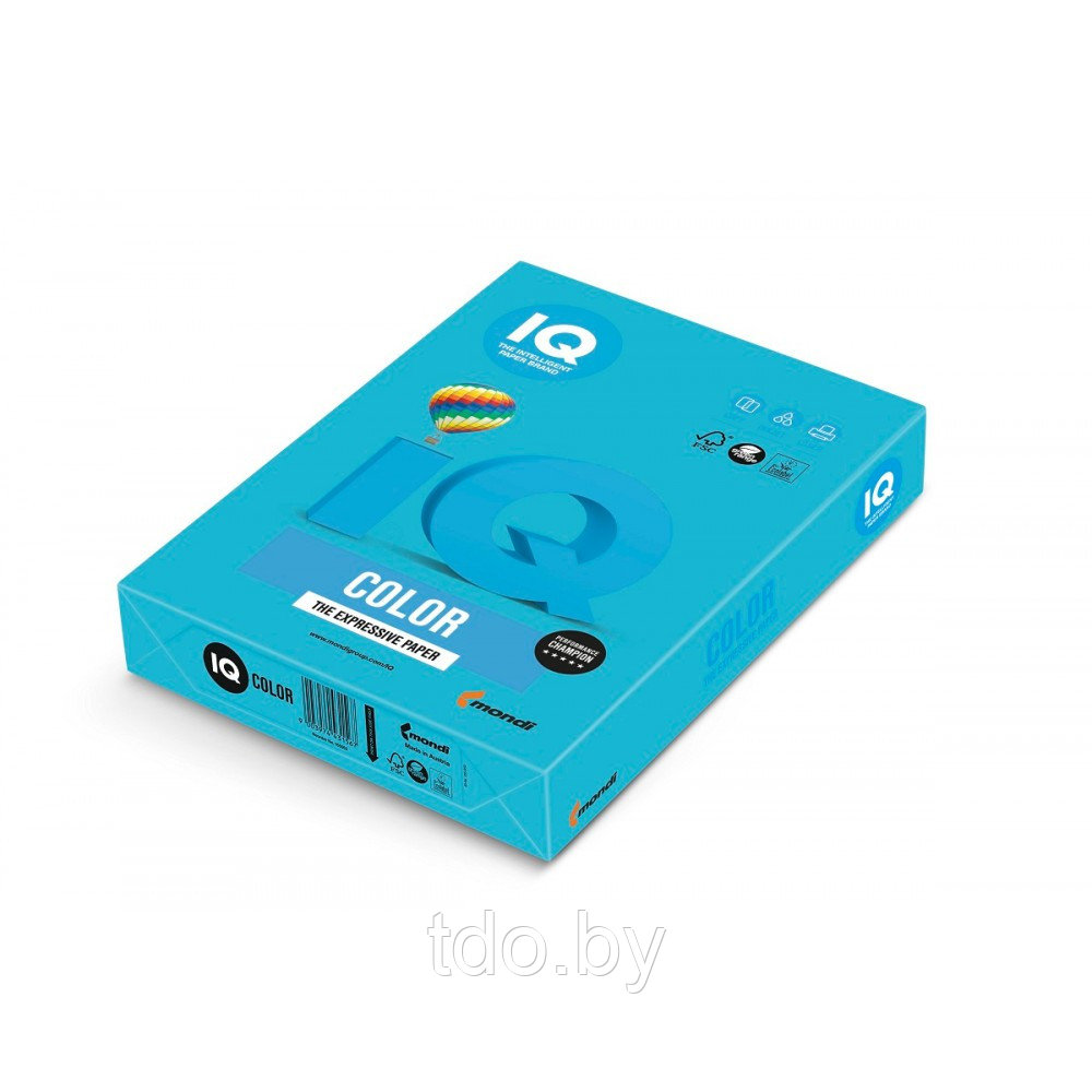 Бумага цветная IQ COLOR, A4, 80г/м2, 500л, светло-синяя