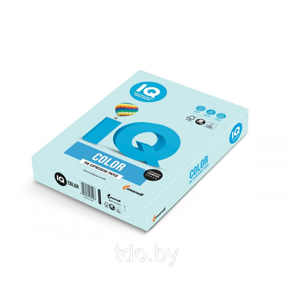Бумага цветная IQ COLOR, А4, 80г/м2, 500л, светло-голубая