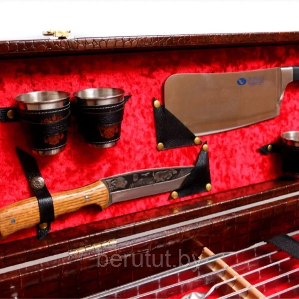 Набор для шашлыка,набор шампуров в подарочном кейсе 15 предметов - фото 2 - id-p205048967