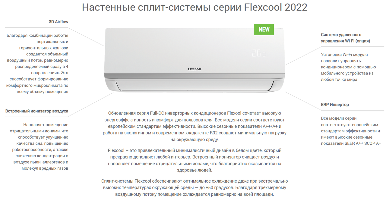 Кондиционер Lessar Flexcool LS-HE09KCE2/LU-HE09KCE2 - фото 3 - id-p205049530