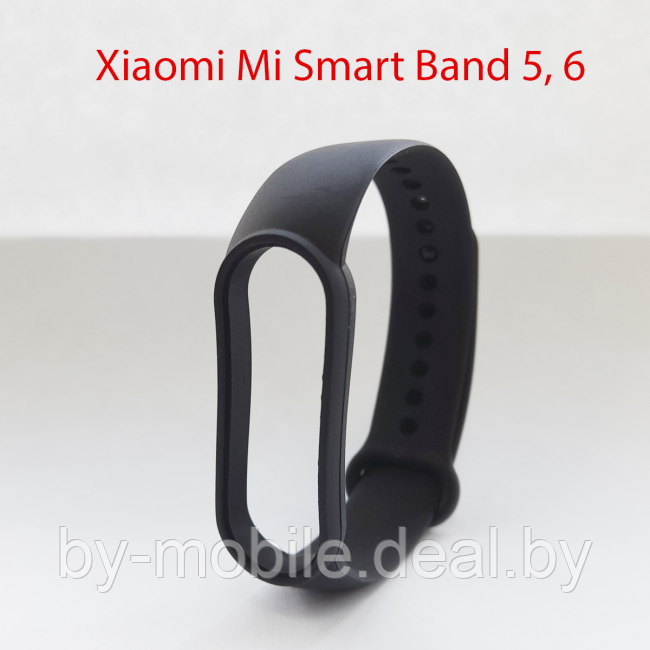 Ремешок Xiaomi Mi Band 5,6 (силиконовый чёрный) - фото 1 - id-p205051102