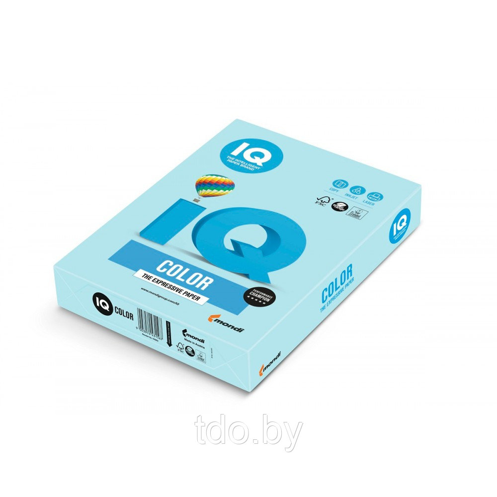 Бумага цветная IQ COLOR, А4, 80г/м2, 500л, голубая