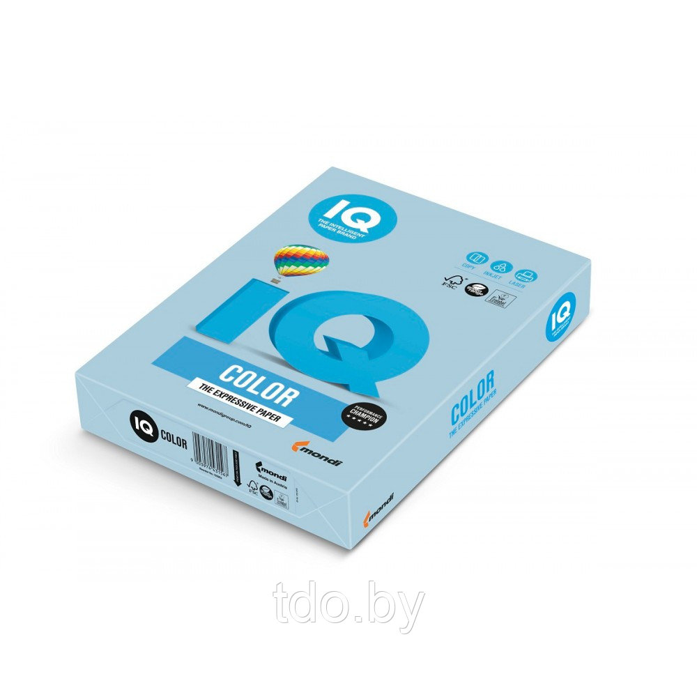 Бумага цветная IQ COLOR, А4, 80г/м2, 500л, голубой лед