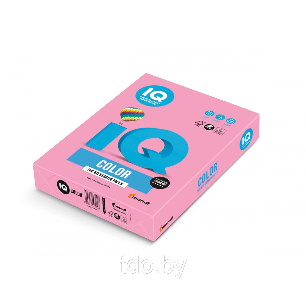 Бумага цветная IQ COLOR, А3, 160г/м2, 250л, розовая