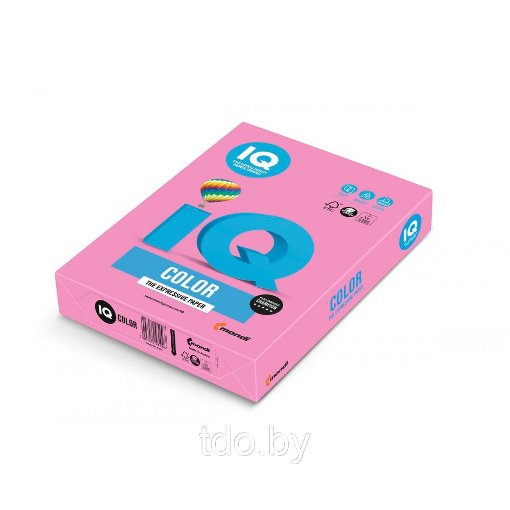 Бумага цветная IQ COLOR, А4, 80г/м2, 500л, розовый неон