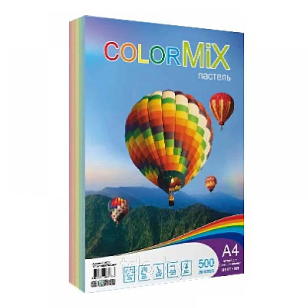 Бумага цветная "Color Mix (Пастель)", А4, 80 г/м2, 500л, ассорти