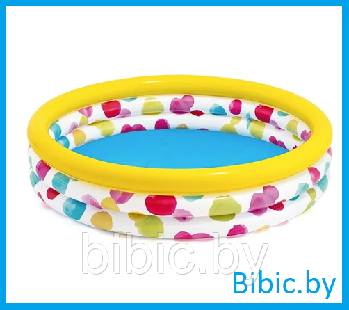 Детский надувной бассейн Радуга круглый, интекс intex 58439 плавательный надувное дно для детей малышей