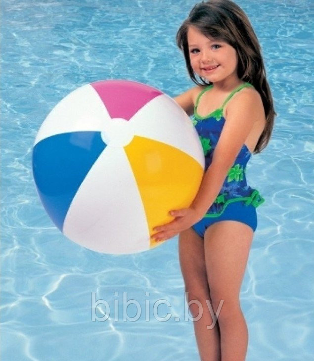 Мяч пляжный Intex игровой плавательный надувной четырёхцветный 51 см арт. 59020 для плавания купания - фото 2 - id-p205227343