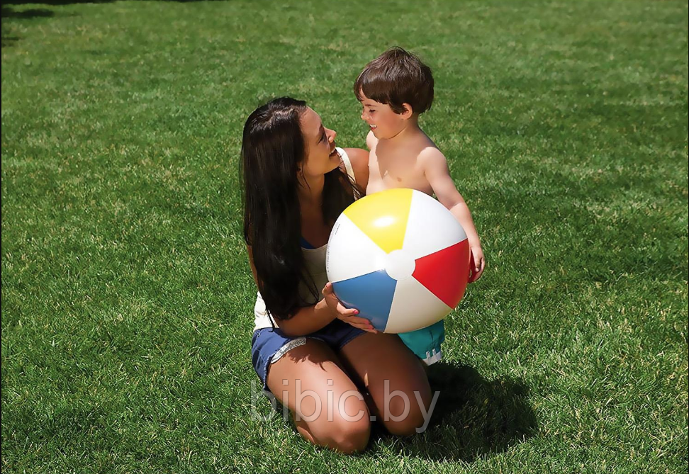 Мяч пляжный Intex игровой плавательный надувной четырёхцветный 51 см арт. 59020 для плавания купания - фото 4 - id-p205227343