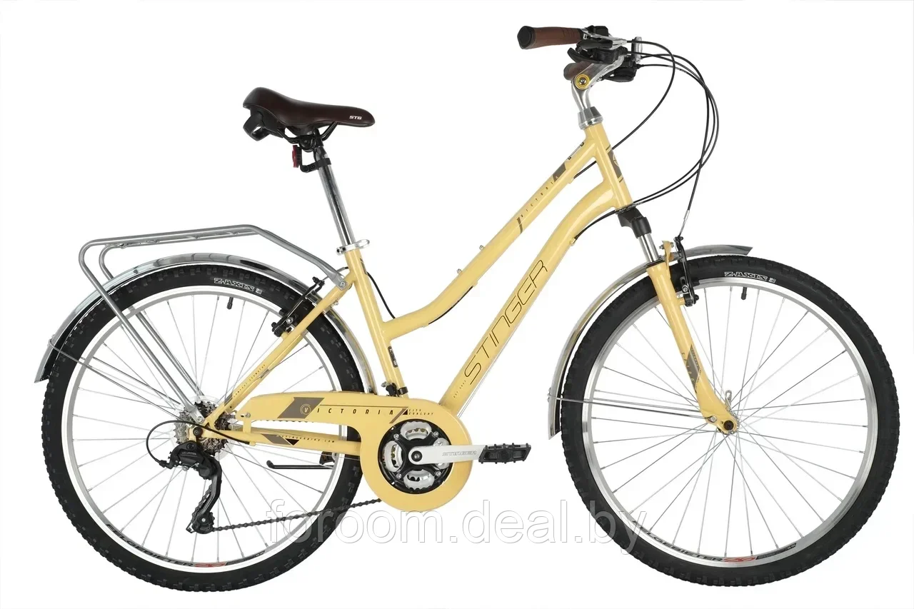 Велосипед STINGER 26 VICTORIA бежевый, сталь, размер 15, 26SHV.VICTOR.15BG2 - фото 1 - id-p205227525