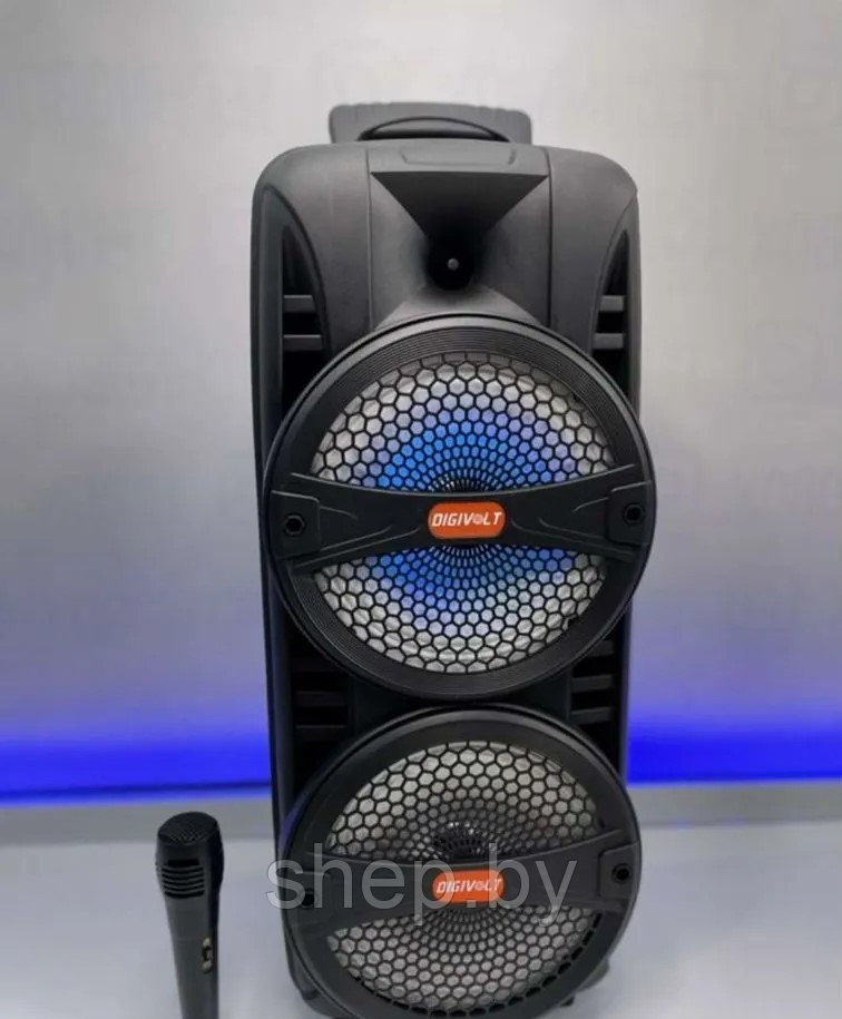Колонка беспроводная Bluetooth DIGIVOLT DG-1032 с микрофоном для караоке, 50W, LED подсветка, пульт ДУ - фото 2 - id-p205231322