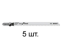 Пилка лобз. по дереву T301CD (5 шт.) BOSCH (пропил прямой, тонкий, аккуратный и чистый рез)