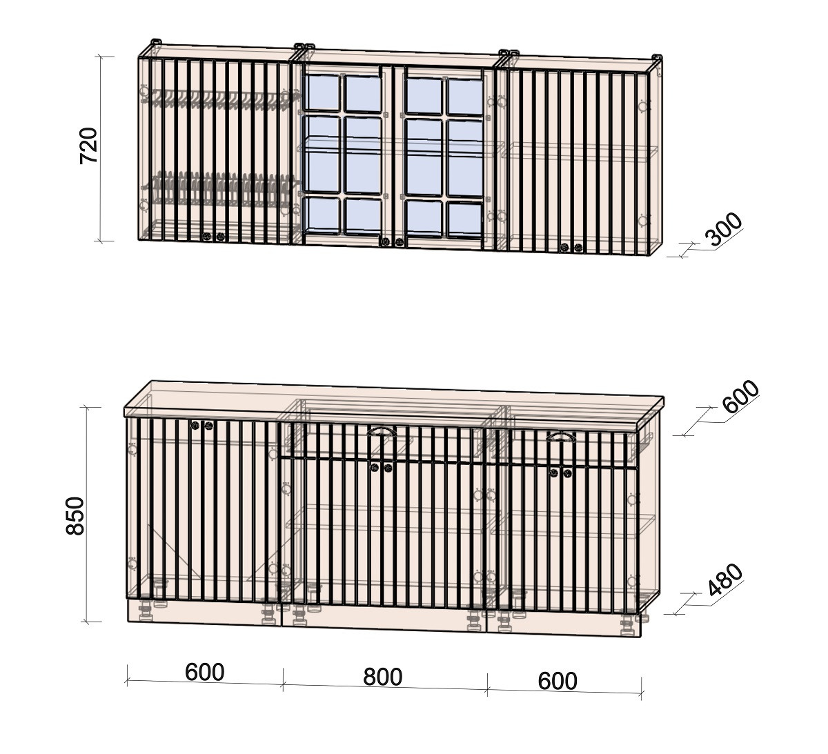 Кухня Мила Берес 2.0А 2.0м Дуб английский - фото 4 - id-p205241414