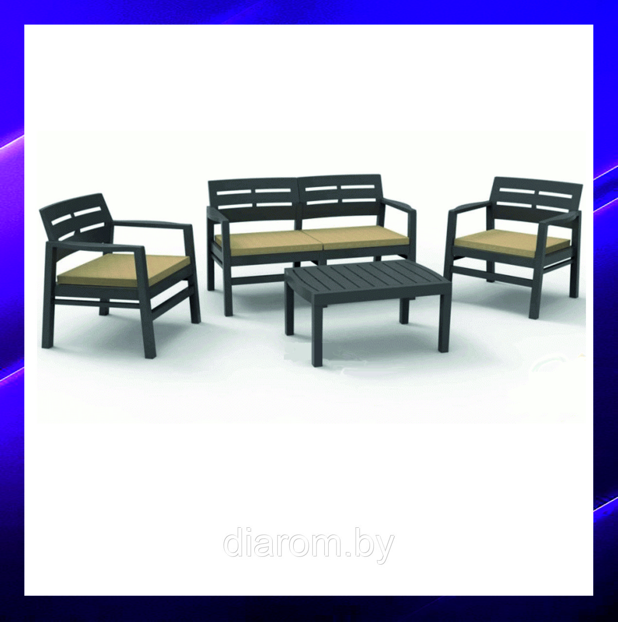 Java set - набор мебели для сада из пластика, с подушками для сидения - фото 1 - id-p205241517