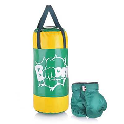 Набор для бокса: груша цилиндр 60 см х Ø25 см. (цвет зеленый+желтый) BOOM, тент