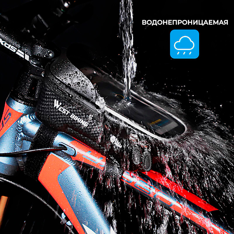 Сумка велосипедная с разъёмом для наушников на раму водонепроницаемая West Biking - фото 3 - id-p205258241
