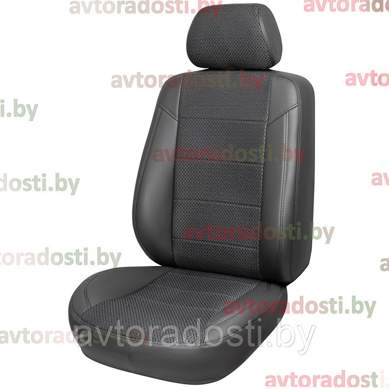 Чехлы на сиденья Peugeot Boxer (2006-2022) сиденья 1+2 (экокожа, жаккард - серый) - фото 1 - id-p154232906