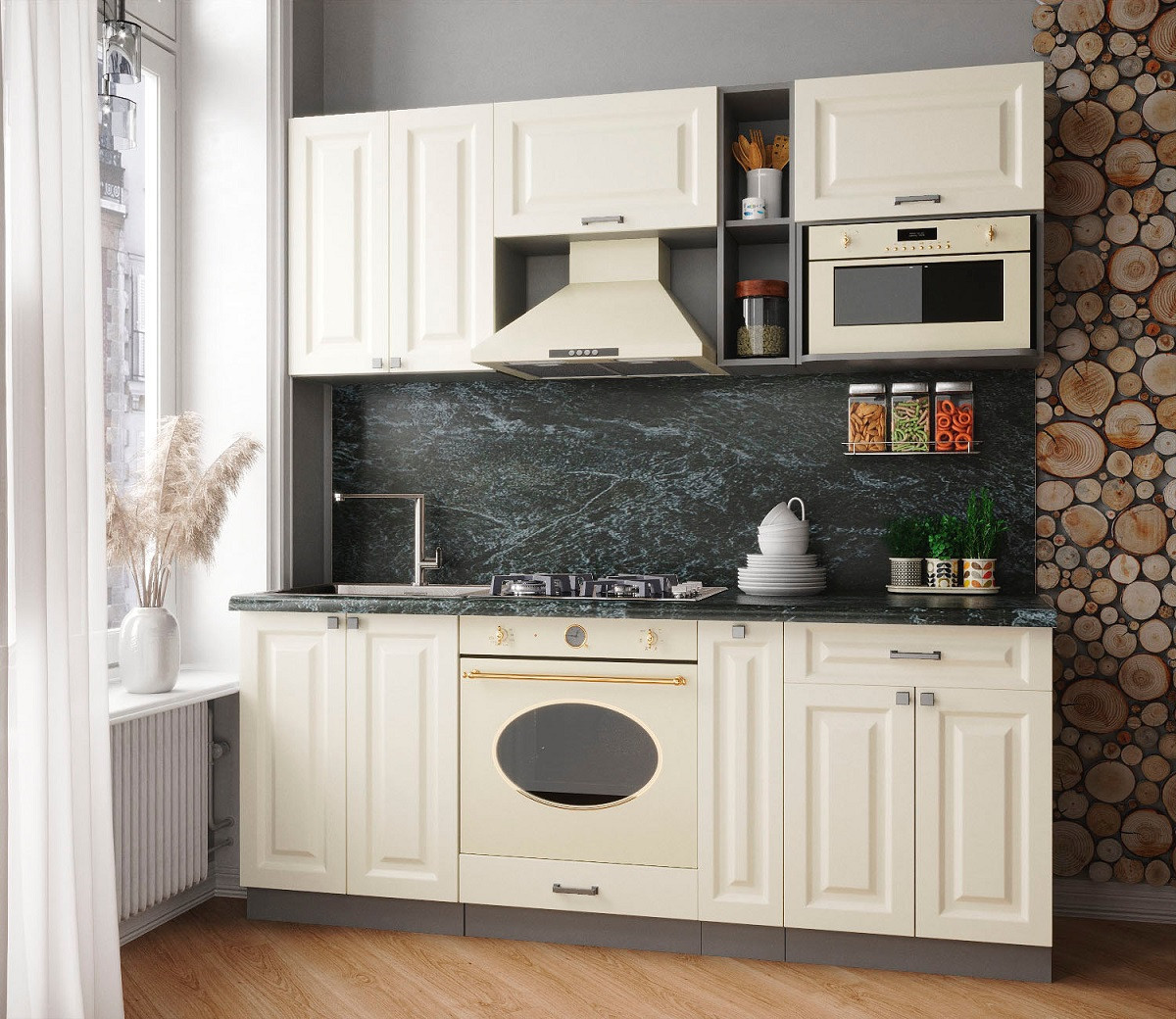 Кухня Мила Деко 2.0м Слоновая кость