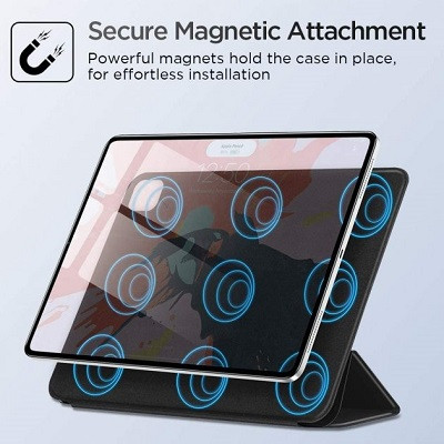 Магнитный чехол-книжка с фиксатором для стилуса Buckles Magnetic Case черный для Apple iPad Pro 12.9 (2022) - фото 3 - id-p205262057