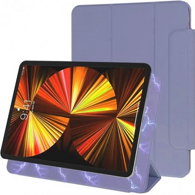 Магнитный чехол-книжка с фиксатором для стилуса Buckles Magnetic Case серо-фиолетовый для Apple iPad Pro 12.9 - фото 2 - id-p205262059